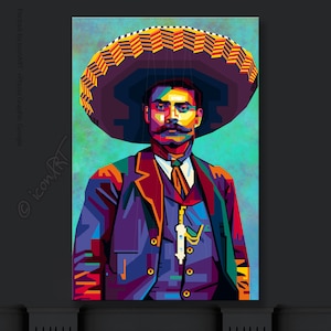 Wall ART In Memory Of Emiliano Zapata personalized gift art print pop art home wall decor canvas gift for her gift for him image 5