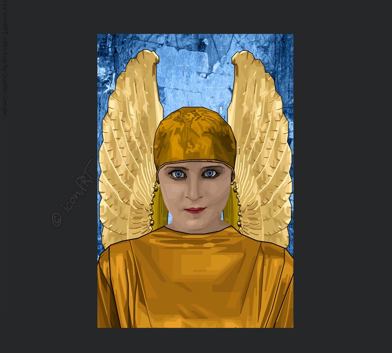 Guardian angel Pop art icons pictures culture for living room & office, business digital art on canvas or as cozy, worldly art blanket image 2