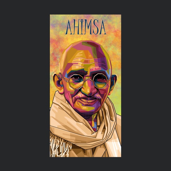 Gandhi peintures murales pop art AHIMSA événement Edition diverses personnes emblématiques. Digital Art Pictures Canvas XXL LoftArt image ou tapis en tissu