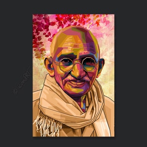 Mahatma Gandhi Pop Art Kunst Bilder für Zuhause, Büro oder Hotel XXL Grafik Geschenk Kunstdruck Wandbild Digital Art Leinwand auf Rahmen image 7