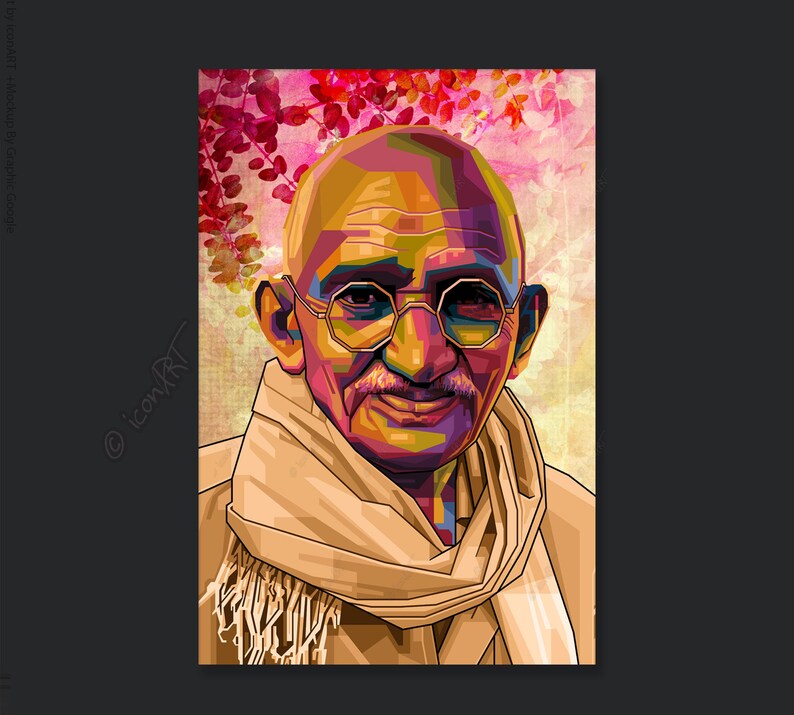 Mahatma Gandhi Pop Art Kunst Bilder für Zuhause, Büro oder Hotel XXL Grafik Geschenk Kunstdruck Wandbild Digital Art Leinwand auf Rahmen image 7