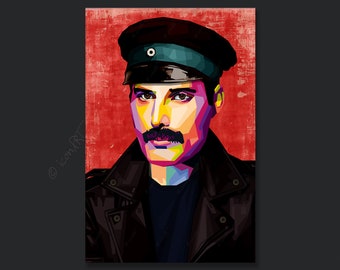 digital art on canvas Freddie o3 80s 90s music cult(ure) for living room & office, LGBT icons pictures XL LoftArt, rock vinyl or pop blanket