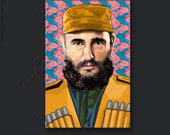 Fidel Pop art icons pictures cult(ure) for living room, hallway & office, business digital art on canvas, personalized gift for best friends