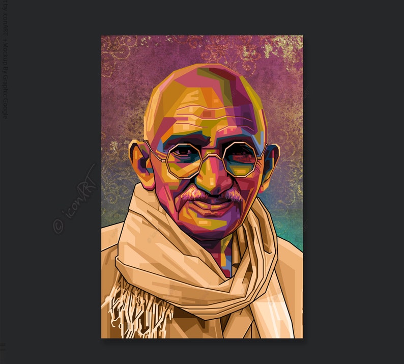Mahatma Gandhi Pop Art Kunst Bilder für Zuhause, Büro oder Hotel XXL Grafik Geschenk Kunstdruck Wandbild Digital Art Leinwand auf Rahmen image 8