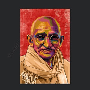 Mahatma Gandhi Pop Art Kunst Bilder für Zuhause, Büro oder Hotel XXL Grafik Geschenk Kunstdruck Wandbild Digital Art Leinwand auf Rahmen image 6