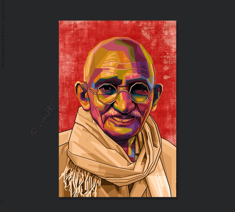 Mahatma Gandhi Pop Art Kunst Bilder für Zuhause, Büro oder Hotel XXL Grafik Geschenk Kunstdruck Wandbild Digital Art Leinwand auf Rahmen image 6