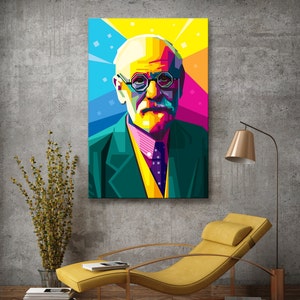 Sigmund Freud founder of psychoanalysis Digital art on canvas for home & office pop art wall decor canvas wall art gift art print image 6