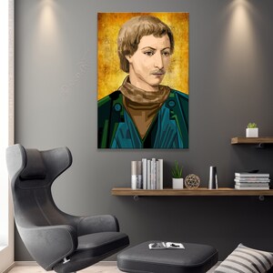 Giordano Bruno Pop art icons pictures culture for living room & office, business digital art on canvas or as cozy, worldly art blanket image 6