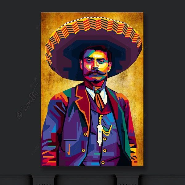 Emiliano Zapata Pop art icons pictures cult(ure) for living room & office, business digital art on canvas or as "cozy, worldly art blanket"