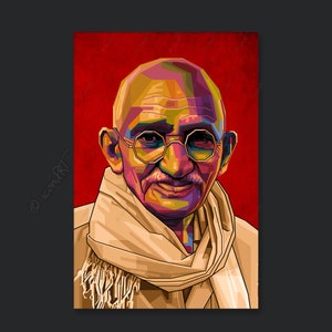Mahatma Gandhi Pop Art Kunst Bilder für Zuhause, Büro oder Hotel XXL Grafik Geschenk Kunstdruck Wandbild Digital Art Leinwand auf Rahmen image 1
