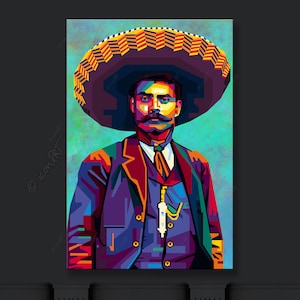 Emiliano Zapata Mexico Pop art icons cult(ure) for living room, hallway & office, business digital art on canvas personalized gift for men