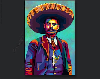 Emiliano Zapata Mexico Pop art icons cult(ure) for living room, hallway & office, business digital art on canvas personalized gift for men