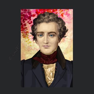 Wilhelm Hauff Edition Various Iconic Persons. Portait: Digital Art Wilhelm o5- Wallart canvas LoftArt fabric picture cuddly blanket or rug