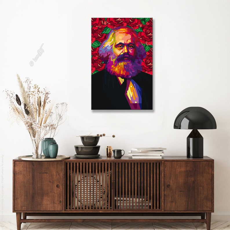 Karl Marx Portrait for home & office Digital Art on Canvas wall decoration wall art gift art print, Pop Art, Canvas Art, fine art print image 3