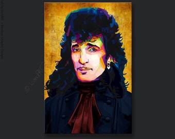 Willy o1 Pop Art Portrait – Musik Edition ikonische Personen | Digitales Wandbild auf Leinwand oder Stoffbild | Willy DeVille inspiriert