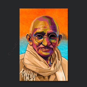 Mahatma Gandhi Pop Art Kunst Bilder für Zuhause, Büro oder Hotel XXL Grafik Geschenk Kunstdruck Wandbild Digital Art Leinwand auf Rahmen image 3