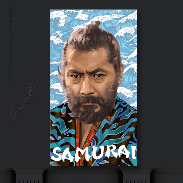 SAMURAI Event Edition Varias personas icónicas. Arte Digital Toshiro o1- Lienzo Mural XXL LoftArt Imagen de tela Cuddly Manta o Alfombra