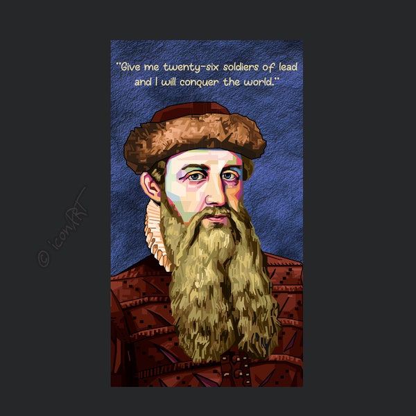Gutenberg QUOTE Edition Varias personas icónicas. Cita: Arte digital Johannes o1- Lienzo XXL LoftArt imagen de tela o alfombra
