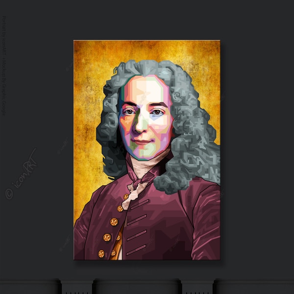 Edition Various Iconic Persons. Portait: Digital PopArt Voltaire o1- Wallart  canvas XXL LoftArt fabric picture cuddly blanket or rug