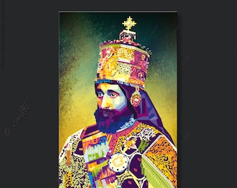 Wall ART - In Memory Of Haile Selassi - personalized gift - art print - pop art - home wall decor - digital art XL - canvas wall art - gift