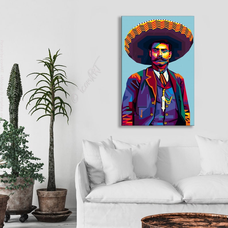 Wall ART In Memory Of Emiliano Zapata personalized gift art print pop art home wall decor canvas gift for her gift for him image 8