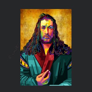 Albrecht Durer pop art picture XXL icon culture for living room & office, business digital art on canvas or as cozy, worldly art blanket Golden Grunge