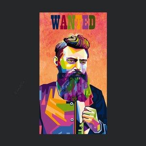 WANTED Ned Kelly pop art picture Event Edition Various Iconic Persons. Digital Art on canvas XXL LoftArt fabric Wall art or rug