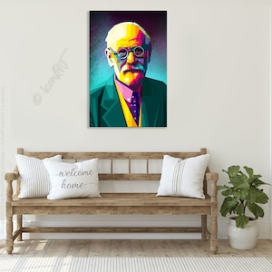 Sigmund Freud Begründer der Psychoanalyse Geschenk für Büro, Praxis oder Zuhause Digital Art auf Leinwand Kunstdruck Pop Art Wand Bild Bild 4