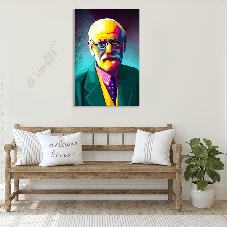 Sigmund Freud Begründer der Psychoanalyse Geschenk für Büro, Praxis oder Zuhause Digital Art auf Leinwand Kunstdruck Pop Art Wand Bild Bild 4