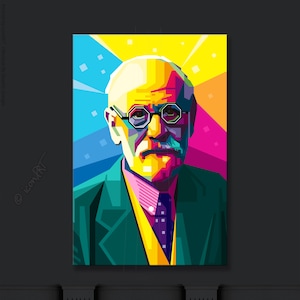 Sigmund Freud Begründer der Psychoanalyse Geschenk für Büro, Praxis oder Zuhause Digital Art auf Leinwand Kunstdruck Pop Art Wand Bild Bild 5