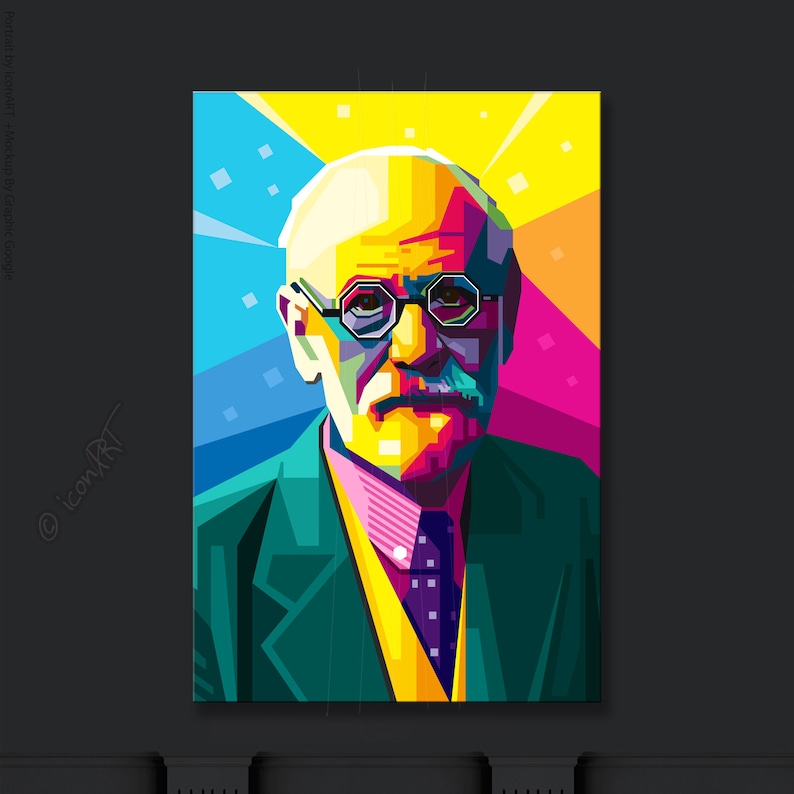 Sigmund Freud Begründer der Psychoanalyse Geschenk für Büro, Praxis oder Zuhause Digital Art auf Leinwand Kunstdruck Pop Art Wand Bild Bild 5