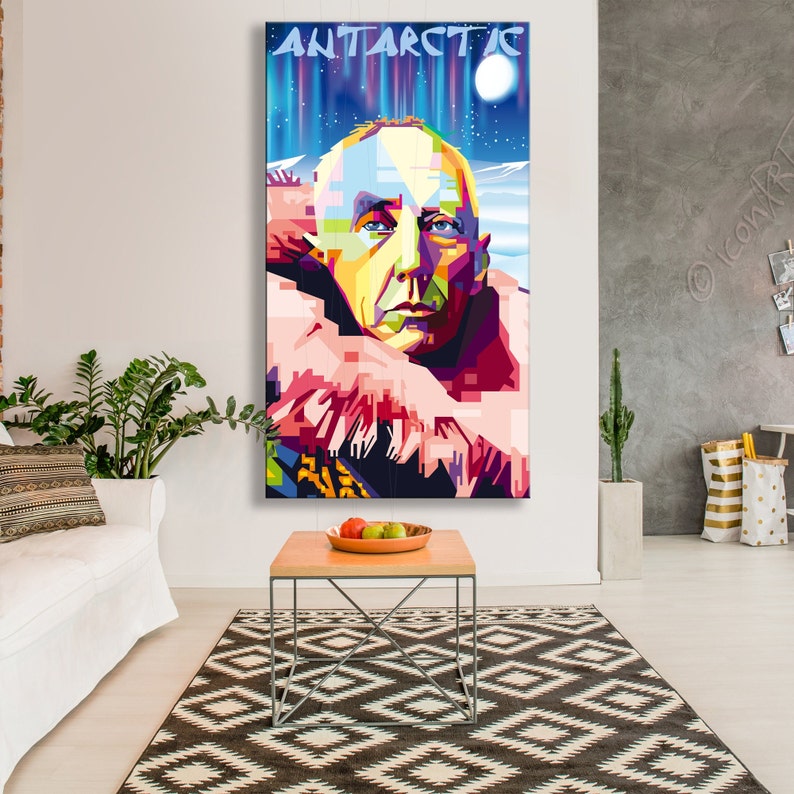 Wall art ANTARCTIC Roald Amundsen personalized gift art print pop art print home wall decor, framed canvas wall art print gift XXL image 2