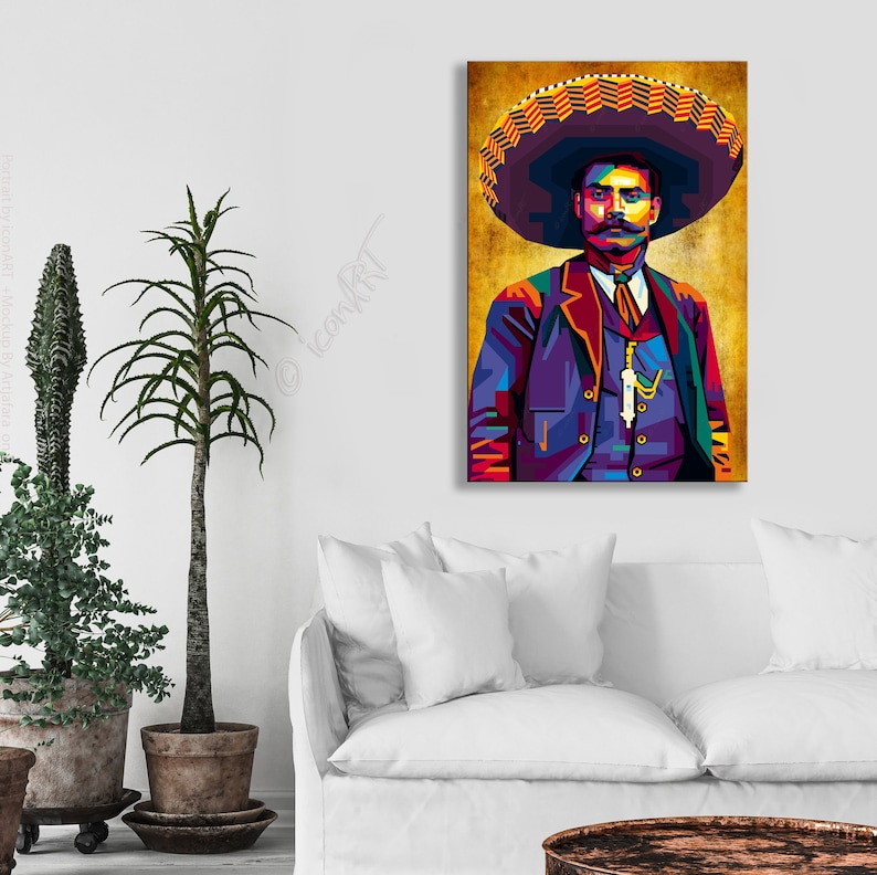 Wall ART In Memory Of Emiliano Zapata personalized gift art print pop art home wall decor canvas gift for her gift for him image 7
