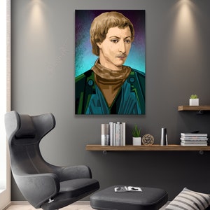 Giordano Bruno Pop art icons pictures culture for living room & office, business digital art on canvas or as cozy, worldly art blanket image 3