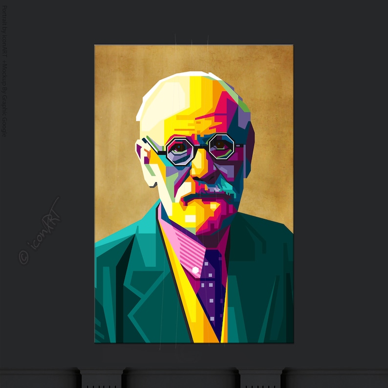 Sigmund Freud founder of psychoanalysis Digital art on canvas for home & office pop art wall decor canvas wall art gift art print image 2