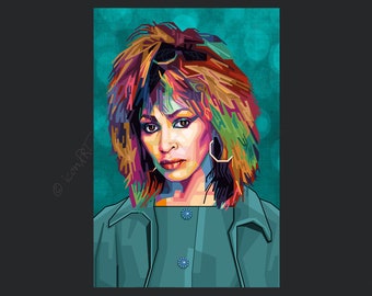 Tina pop art music icons pictures 60s 70s 80s 90s cult(ure) for living room & office, business digital art on canvas or as "big art blanket"