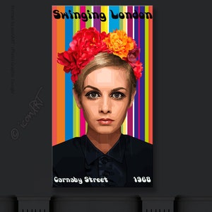 Canvas fine art print Swinging London Carnaby Street 1968 Wall art for Home & office - Digital Art framed canvas pop art Event Edition