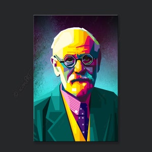 Sigmund Freud Begründer der Psychoanalyse Geschenk für Büro, Praxis oder Zuhause Digital Art auf Leinwand Kunstdruck Pop Art Wand Bild Bild 3