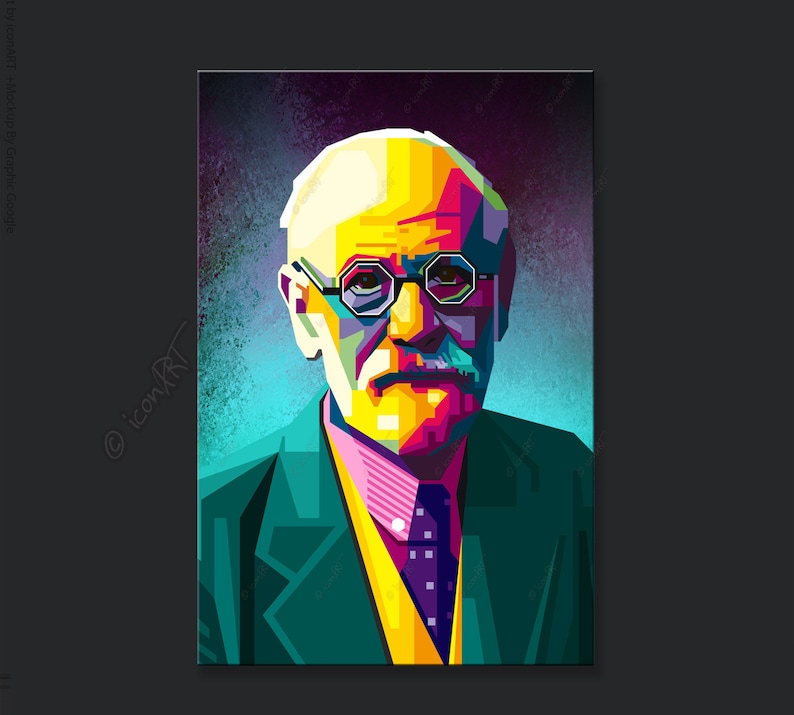 Sigmund Freud founder of psychoanalysis Digital art on canvas for home & office pop art wall decor canvas wall art gift art print image 3