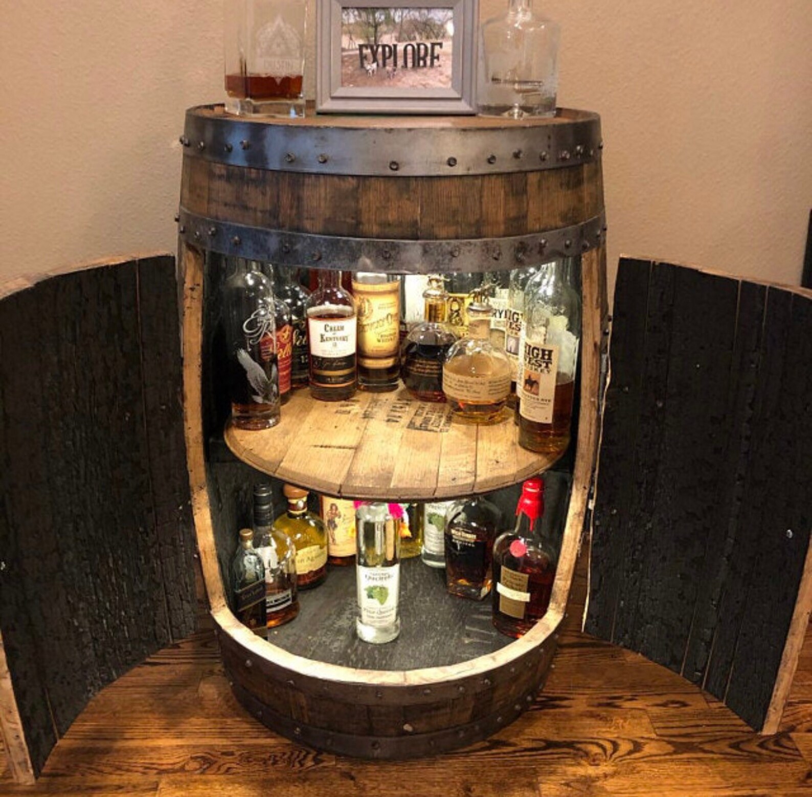 Authentic Bourbon Barrel Bar Barrel Liquor Display Etsy
