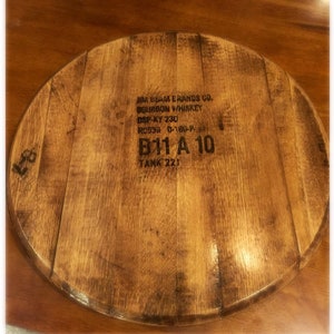 Bourbon Barrel Lid Lazy Susan authentic Buffalo Trace, Jack Daniels, Jim Beam, Clermont Springs, and Makers Mark distillery stamps image 3