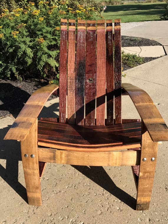 Wine Barrel Adirondack Chair Made With French Oak Red Wine Etsy