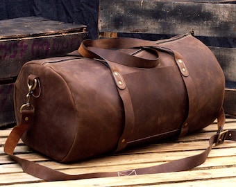 Leather Duffel Bag - Etsy