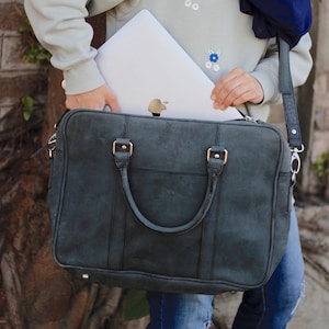 Sac bandoulière en cuir, porte-documents noir pour ordinateur portable, étui en cuir pour iPad, sac gravé pour ordinateur portable MacBook de bureau, sac universitaire homme femme