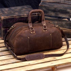 Leather Duffel Weekender Bag, Brown Leather Weekend Travel Bag, Leather ...