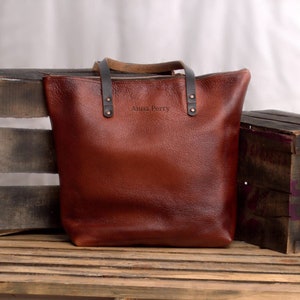Braun Leder Tragetasche Weiche Leder Tragetasche mit Reißverschluss Große Leder Handtasche Arbeit Tote Handmade Laptop Tote Geschenk für Sie Jubiläum Geschenk