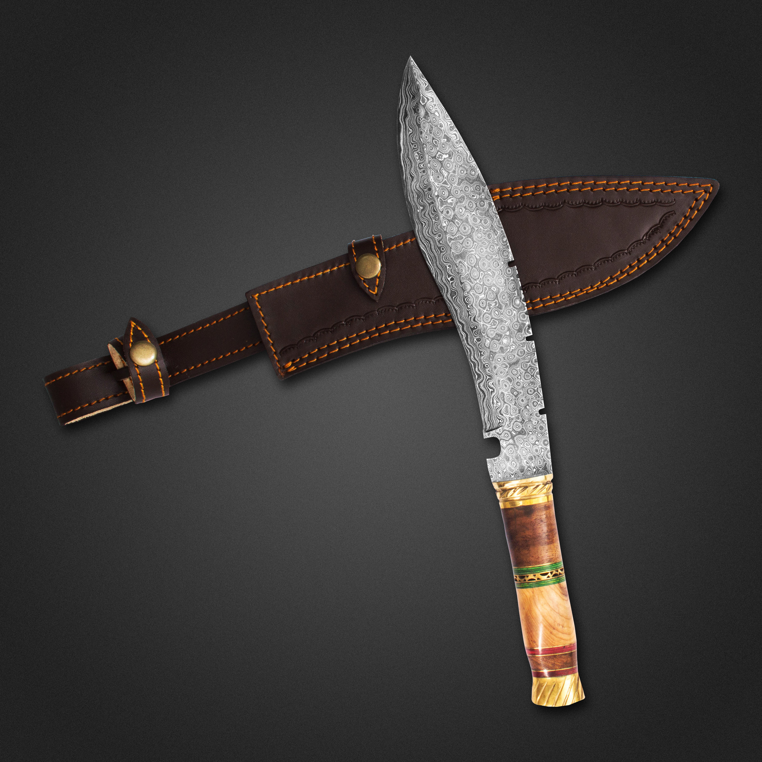 Handmade Damascus Steel Kukri Knife for hunting and camping Survival Knife Bushcraft Knife or an ideal Anniversary Gift for Her or Him