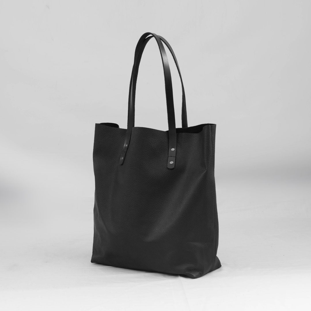 Black Leather Tote Large Personalized Carryall Women Work - Etsy