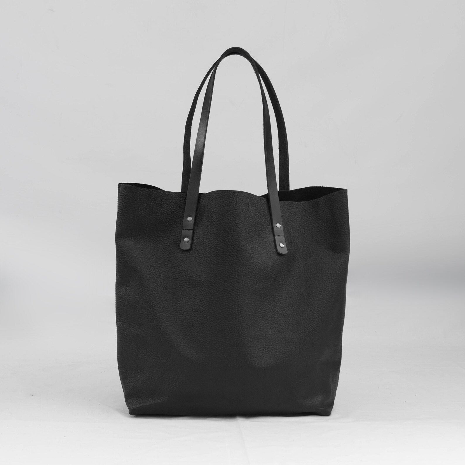 Black Leather Tote Large Personalized Carryall Women Work Etsy
