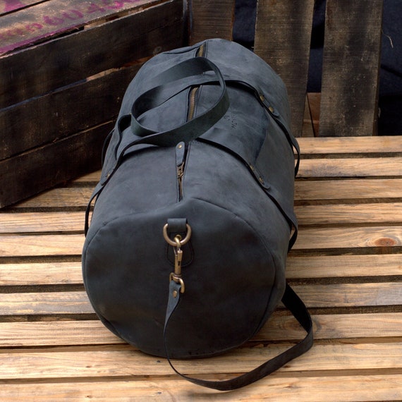 black leather sports bag